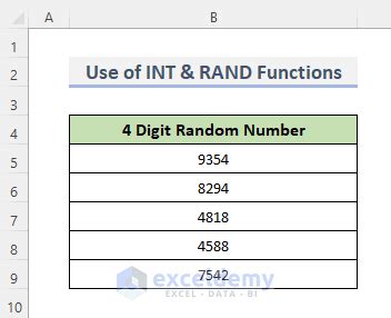 4 random numbers